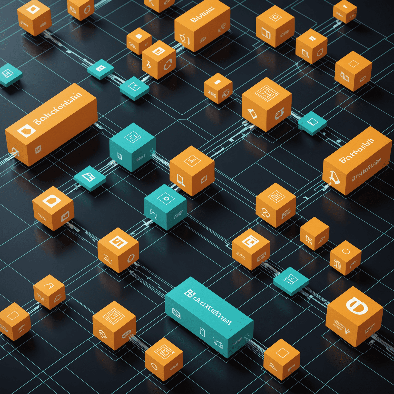 Visual representation of blockchain technology applied to toll payment systems, showing interconnected blocks of transaction data