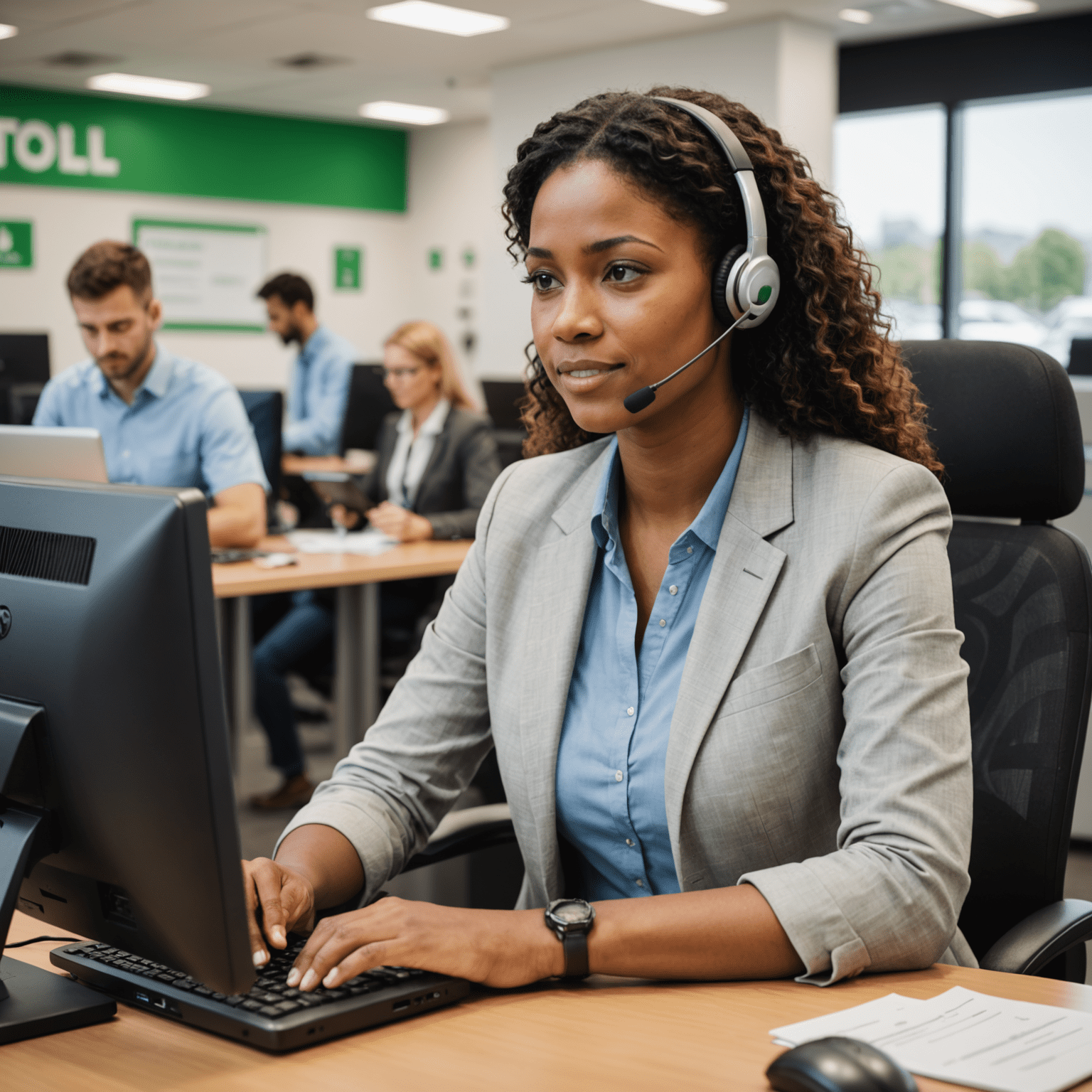 A customer support representative assisting a client with toll road recharge queries