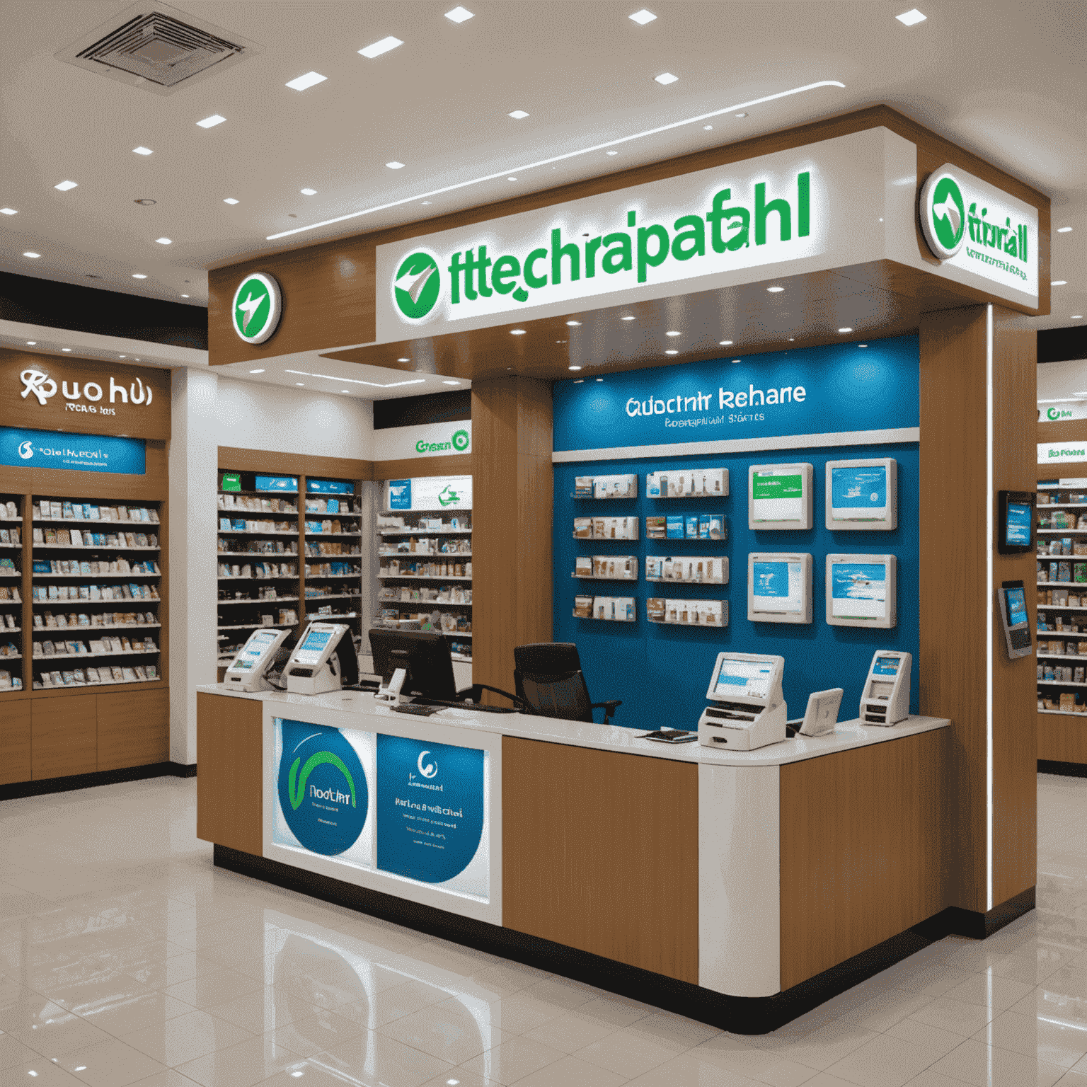 A modern telecommunications shop in Fujairah offering toll recharge services among other products